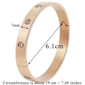 Stainless steel bracelet rose gold plated cz stones, 19 cm NEW